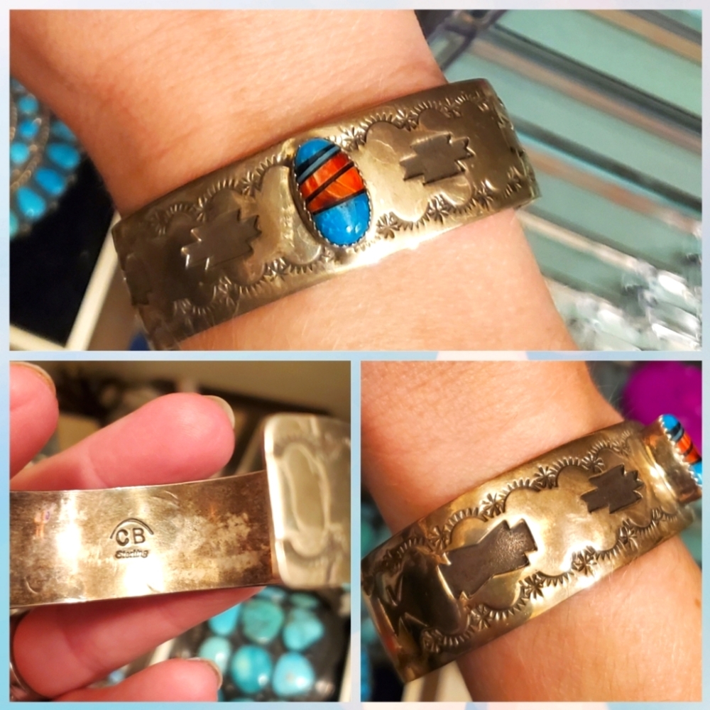 Cuff - Orange spiny and turquoise-authentic